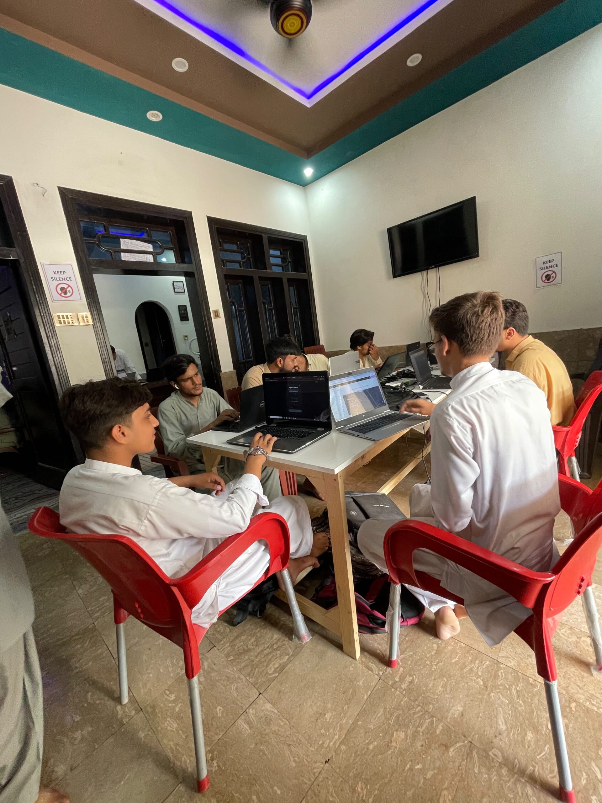 Students working on laptops